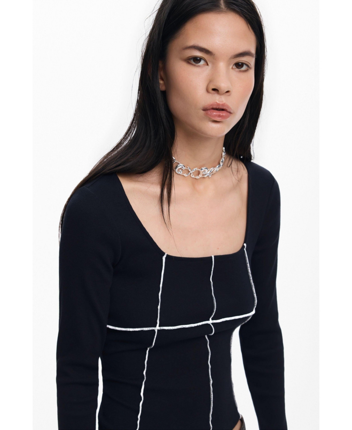 Desigual Women's Ribbed seam T-shirt