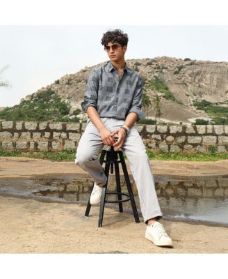 Men's Moon Grey Buffalo-Jacquard Shirt