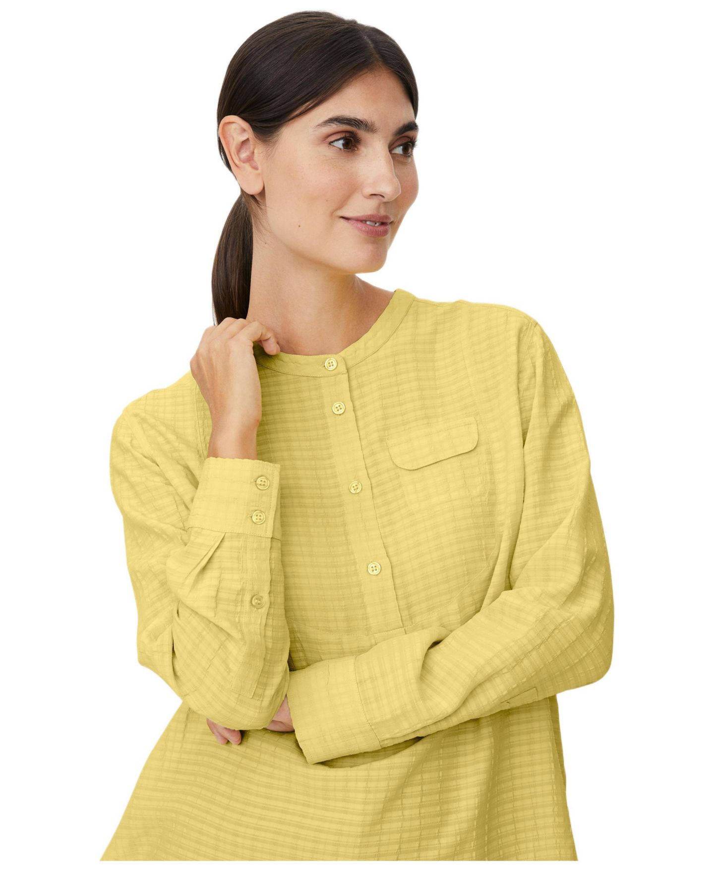 Женская блузка Masai Copenhagen Drystan Long Sleeve Crew Neck, цвет: Приглушённый лаймовый — фото 2