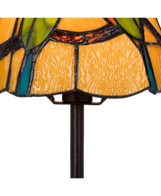 Painted Avian Pair Tiffany Style Shade Elegant and Colorful Lighting Accent Lamp