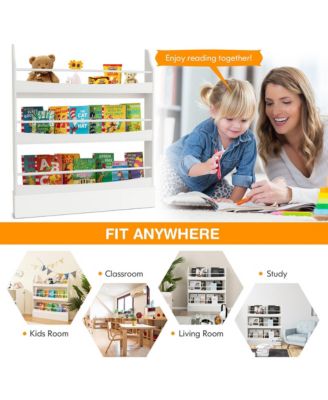 3-Tier Kids Bookshelf Anti-toppling Kits Toy Storage Bookcase Rack Wall