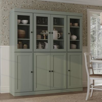100% Solid Wood Pantry Cabinet, Shaker Doors, 2 Drawers, Adjustable Shelves, 65" Wide, 71.5" Tall