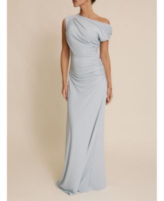 Women's Slash Neck Draped Bridesmaid Dress