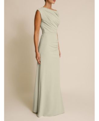 Women's Slash Neck Draped Bridesmaid Dress