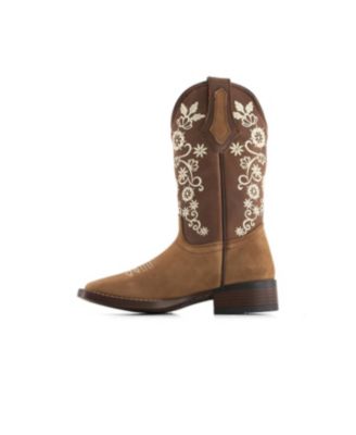 Women's Authentic Leather Flowers Embroidery Western Boots 93659