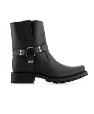 Men's Leather Biker Boots with zipper closure