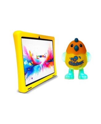 New 10.1" Funny Kids Tablet Octa Core 256GB Bundle with Yellow Kids Defender Case and Smart Chicken Toy Newest Android 15
