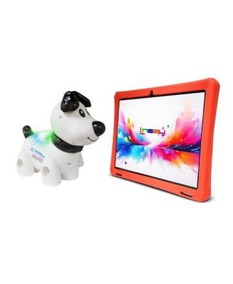 New 10.1" Funny Kids Octa Core 256GB Tablet with Red Kids Defender Case and Smart Dog Toy Android 15