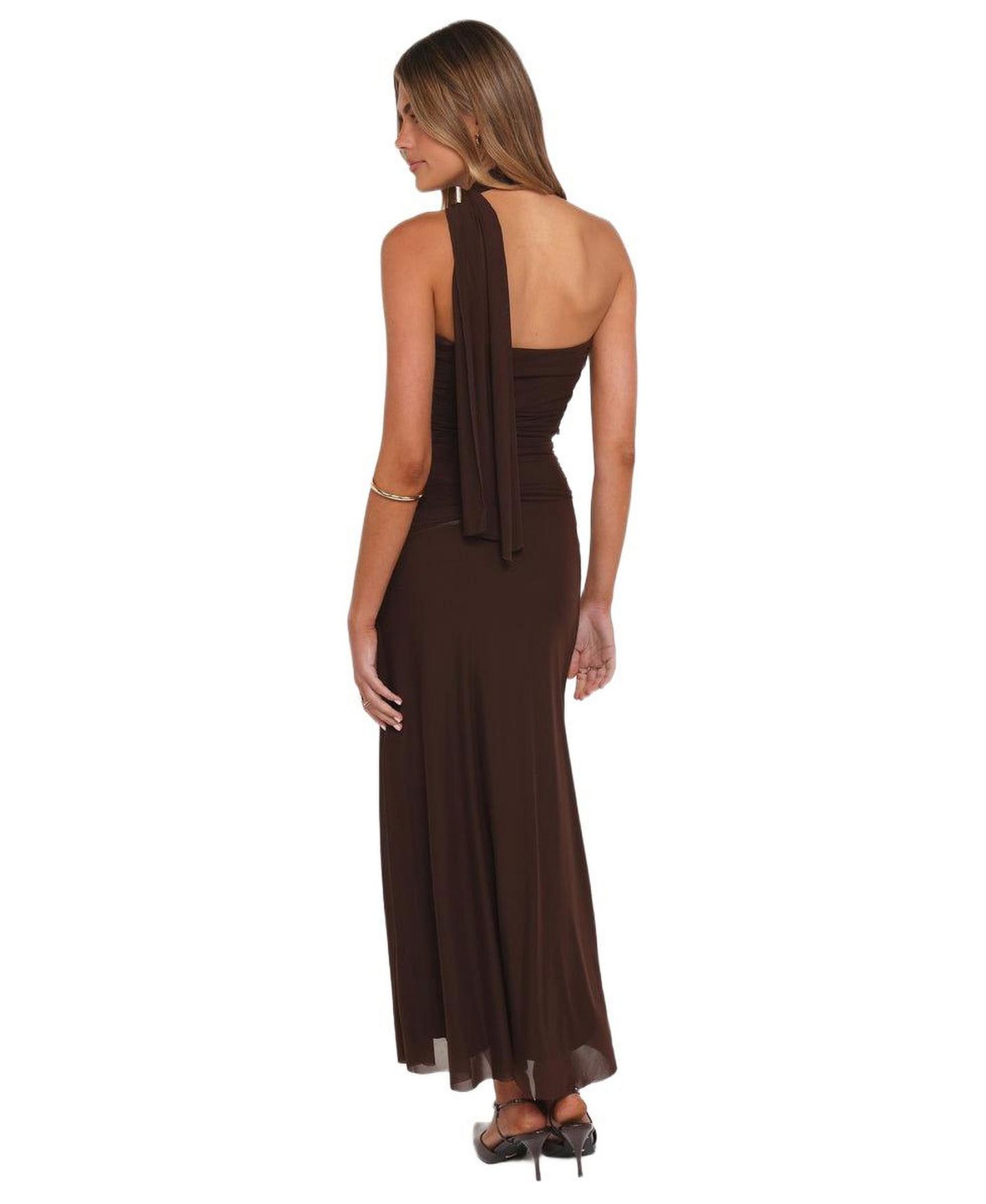 Женское платье Petal and Pup Charly One Shoulder Maxi, цвет: Коричневый — фото 3