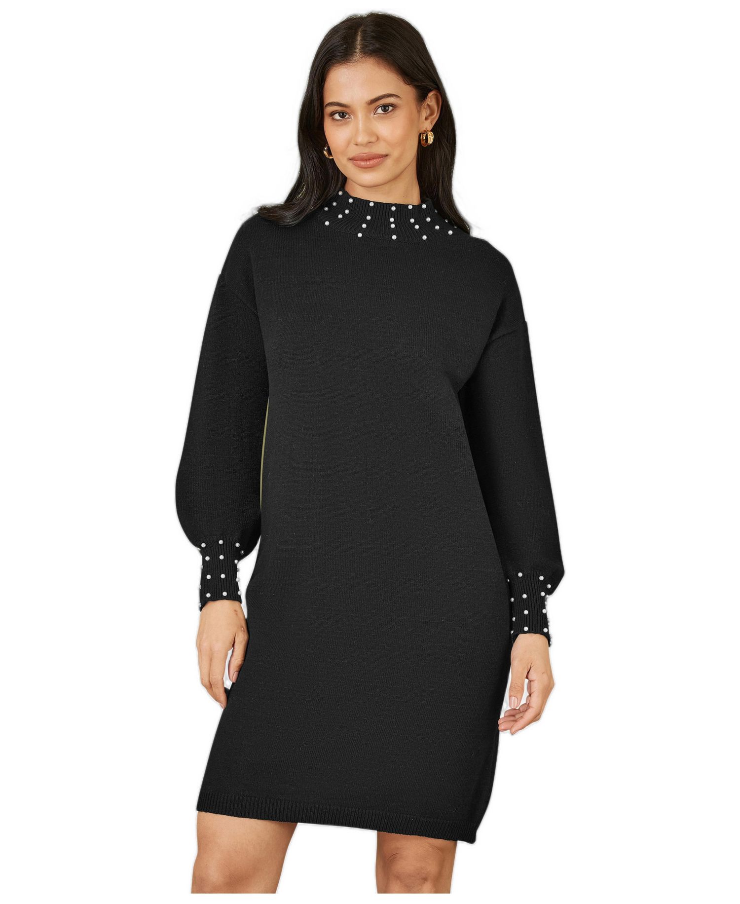 Women's Bead Detail Knitted Sweater Dress