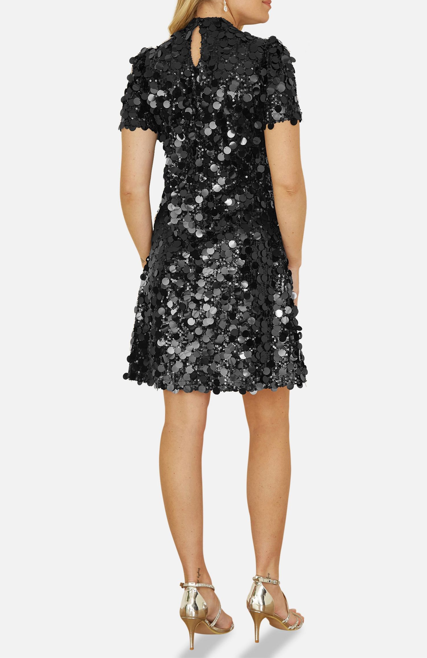 Women's Sequin Keyhole Neck Tunic Dress