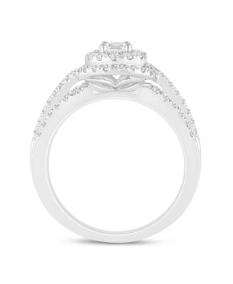 Diamond Cluster Engagement Ring (1 ct. t.w.) in 14k White Gold