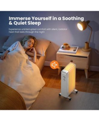 Portable Electric Radiato Portable Electric Radiator Heater,Space Oil Filled Heaters with 3 Heat Settings, Overheat & Tip-Over Protection,1500W