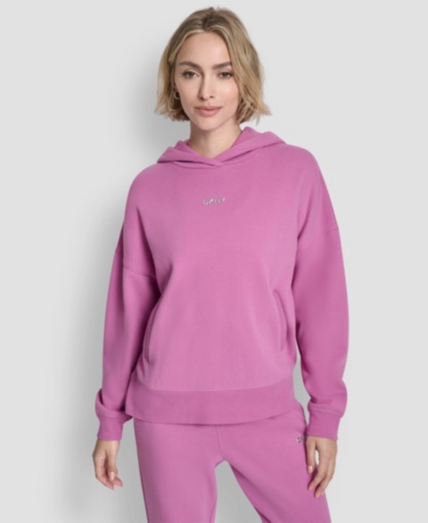 Женские худи DKNY Women's Metallic Bubble Logo Drop Shoulder Pull-On