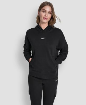 DKNY - Women's Metallic Bubble Logo Drop Shoulder Pull-On Hoodie