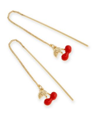Red Cherry Charm Threader Earrings