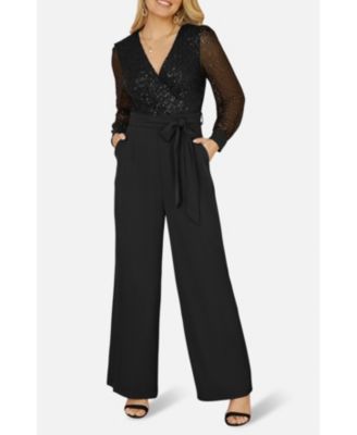 Women's Sequin Wrap Over Jumpsuit
