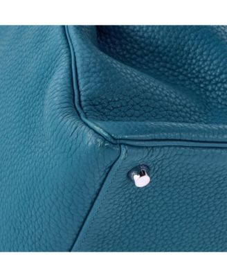 Kelly 35 Handbag Blue Clemence with Palladium Hardware