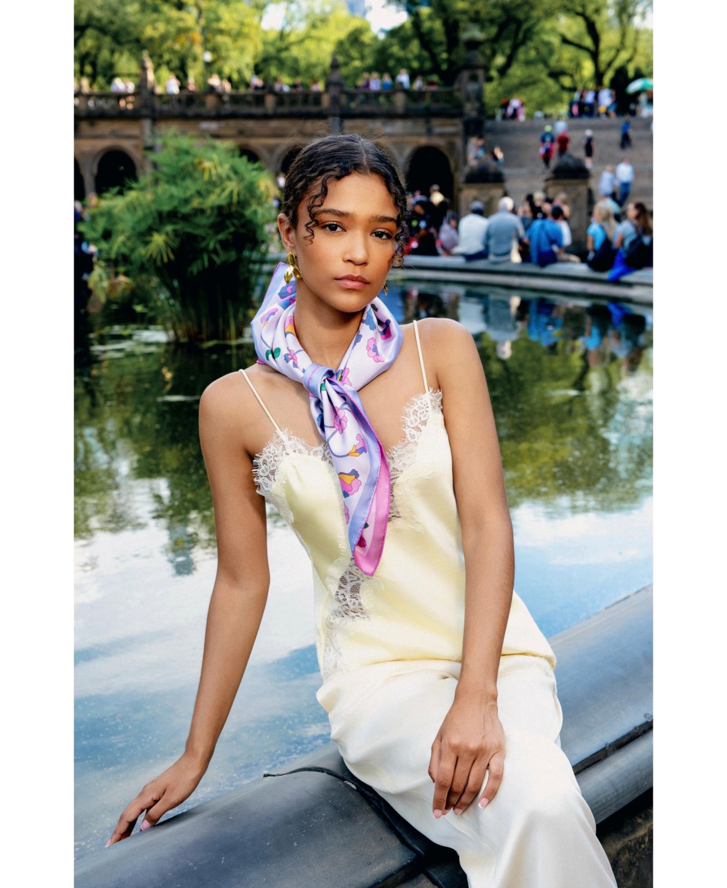 Женский шарф Jessie Zhao New York Blush Botanica Double Sided Silk, цвет: Розовый — фото 4