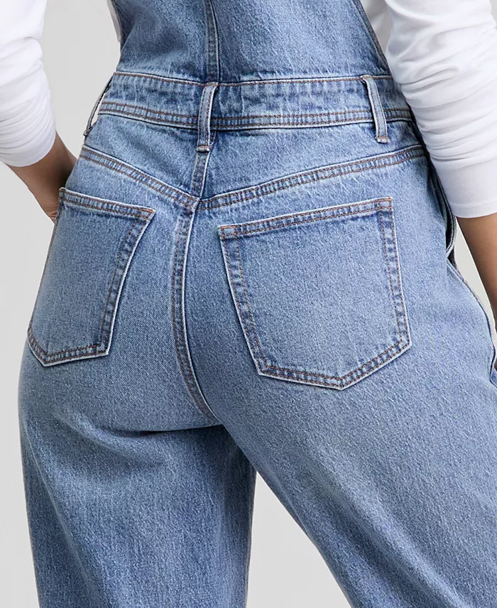 Women's Cuffed Denim Overalls - thumbnail 6