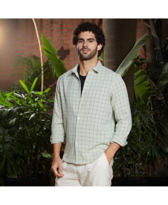 Men's Ivory White Graph Check Shirt