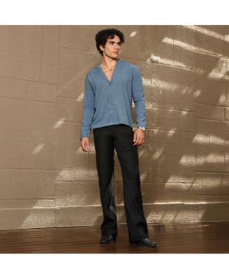 Men's Azure Blue Striped Cuban Shirt