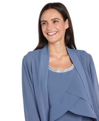 Petite Embellished Pants Suit, 3-Piece Set