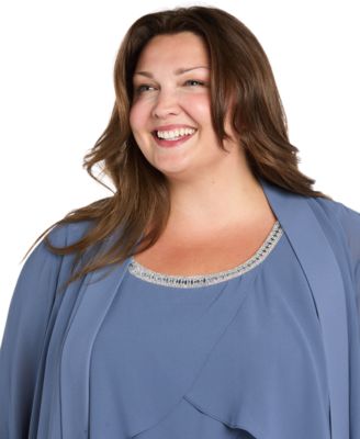 Plus Size Embellished Pants Suit, 3-Piece Set