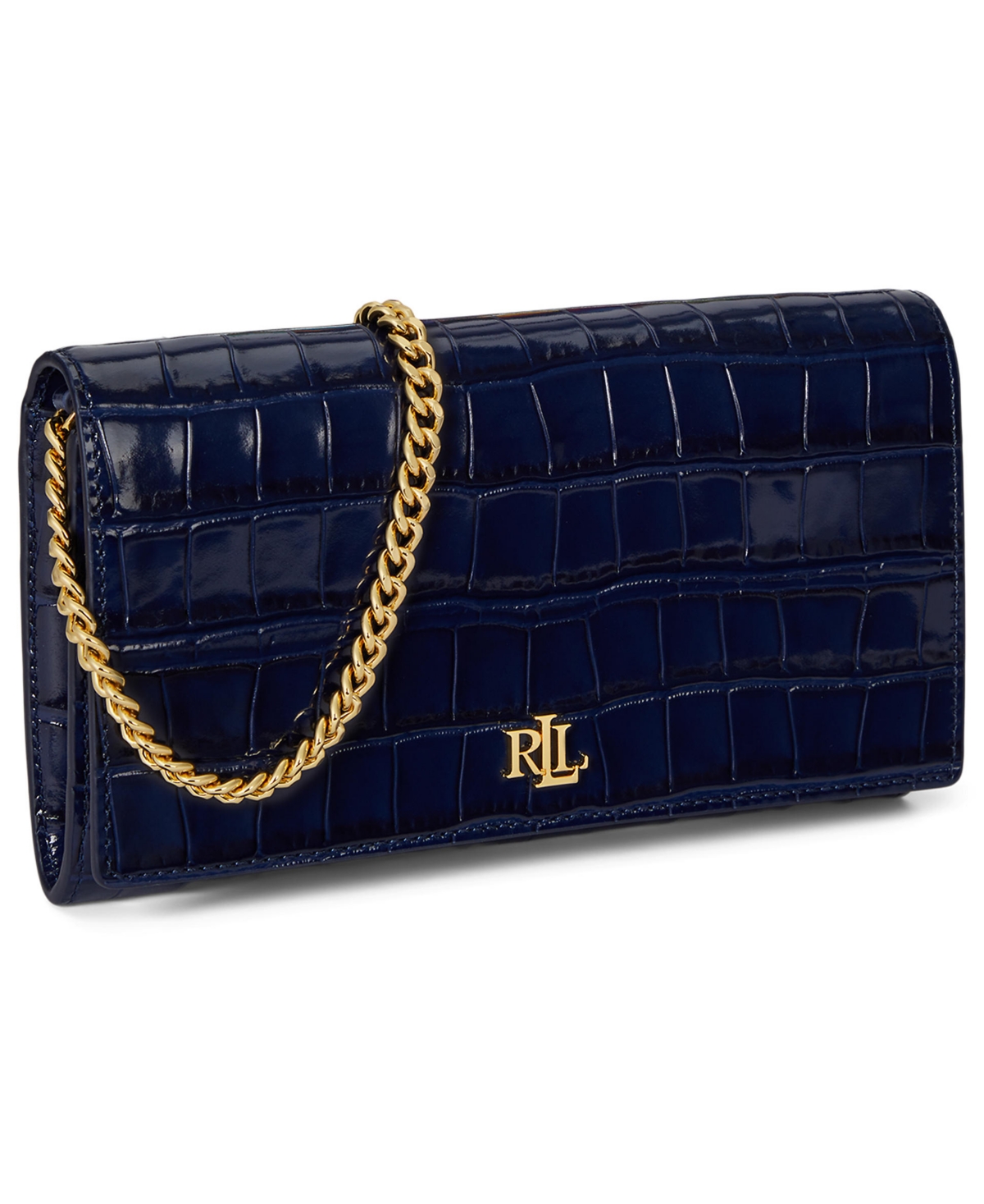 Lauren Ralph Adair Ii Medium Croc-Embossed Crossbody Wallet