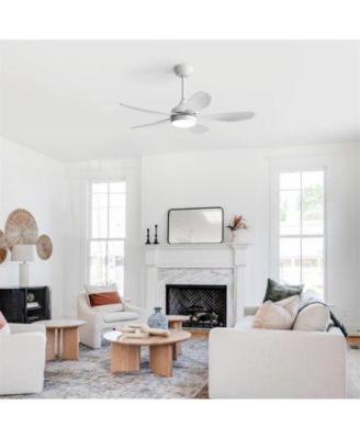 42-inch Matte White 5-Blade 6-Speed Adjustable LED Ceiling Fan Light with Remote Control