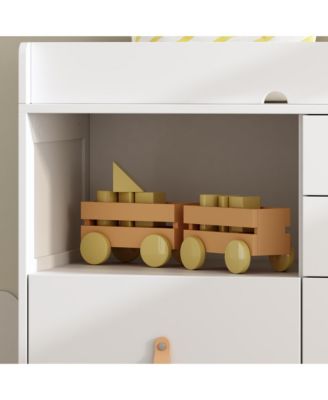 5-Drawer Changing Table，Stylish Chest of Drawers, Dresser, Storage Cabinet with Open Shelf