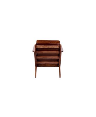 Single Solid Sheesham Wood Accent Chair with Brown Finish