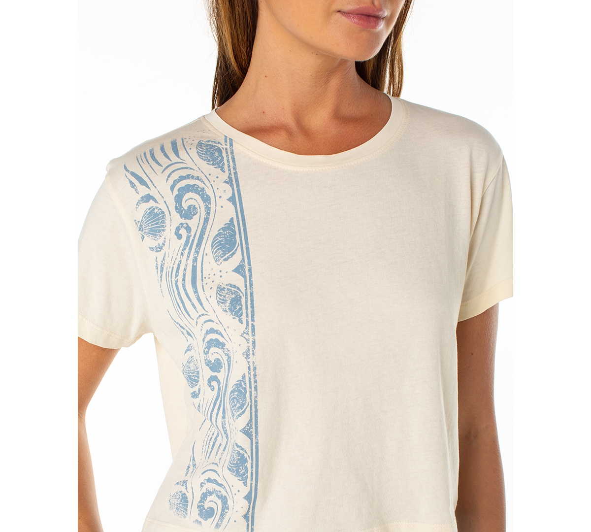 Roxy Women's Sealife Border Cropped Boxy Short-sleeve T-shirt In Neutral