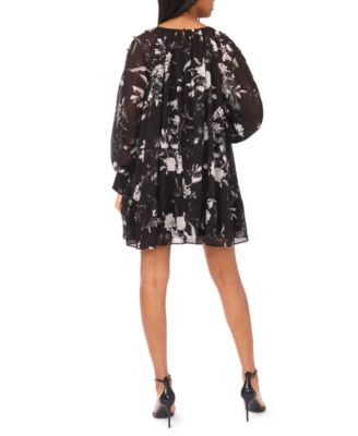 Women's Printed Long-Sleeve Mini Dress