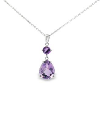 Macy's - Pink Amethyst (4.50 ct. t.w.) and Amethyst (0.50 ct. t.w.) Pendant Necklace in Sterling Silver (also in Sky Blue Topaz)