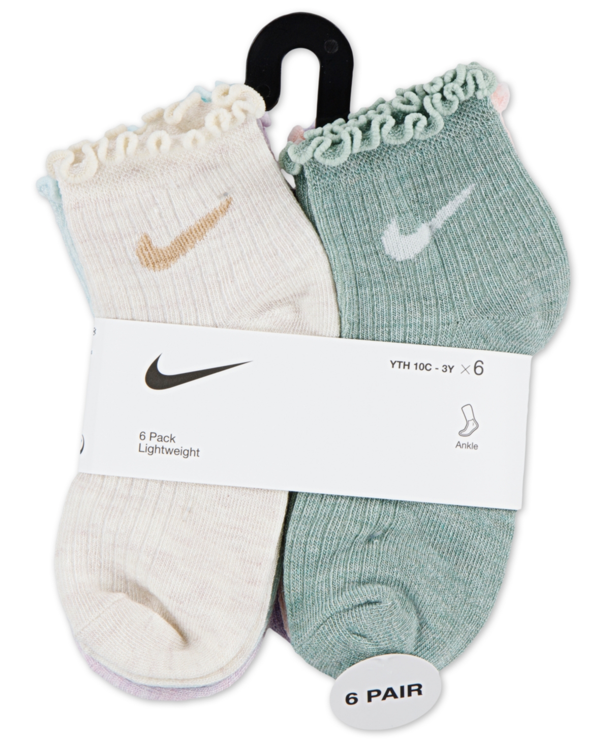 Nike Little Girls 6-pack Lettuce Ankle Socks In Multi