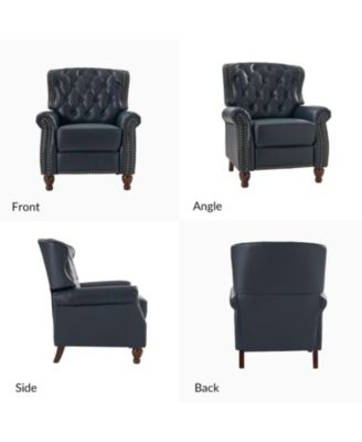 Justine Wooden Upholstery Genuine Leather Recliner with Tufted Back