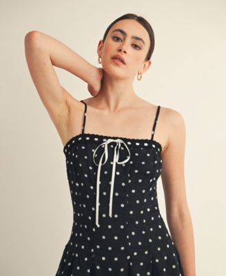 Women's Square Neck Ribbon Detail Long Dress