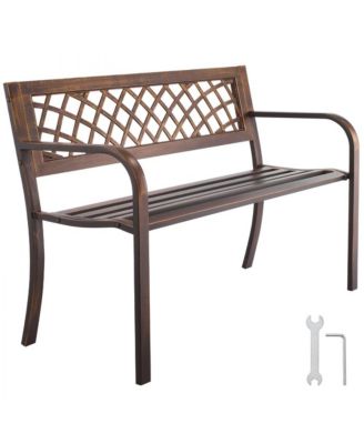 Sturdy Metal Garden Bench with PVC Mesh Back Design