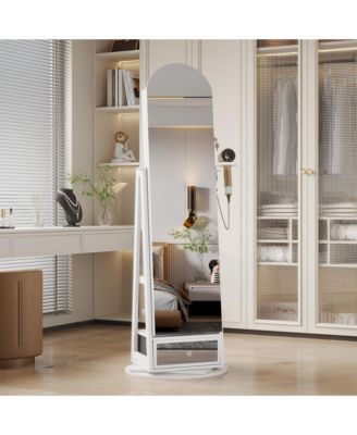 360&deg; Swivel Jewelry Armoire with LED Lights & Lockable Mirror