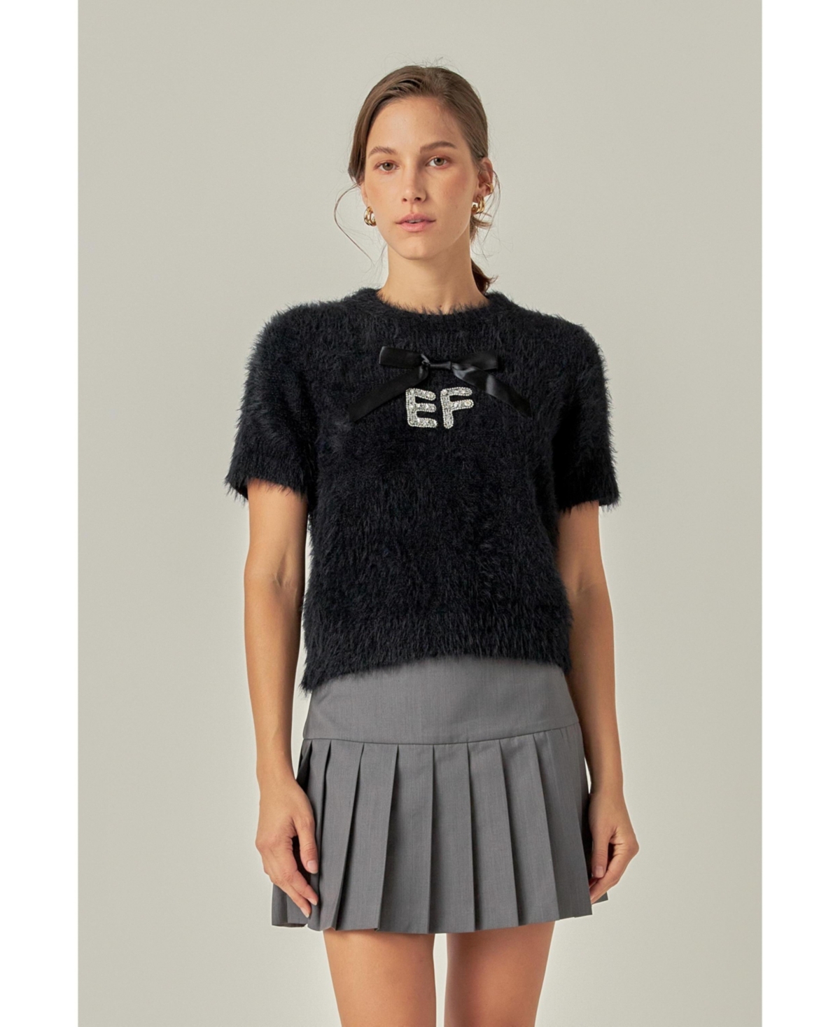 English Factory Women's Rhinestone Ef Logo Knit