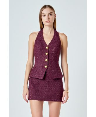 Women's Tweed Halter Vest