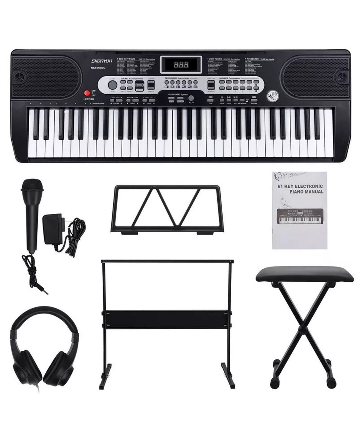 61 Key Electronic Keyboard Piano for Beginners Musical Keyboard with Piano Stand Lcd Screen and 3 Teaching Modes