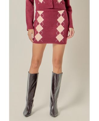 Women's Argyle Knit Skirt