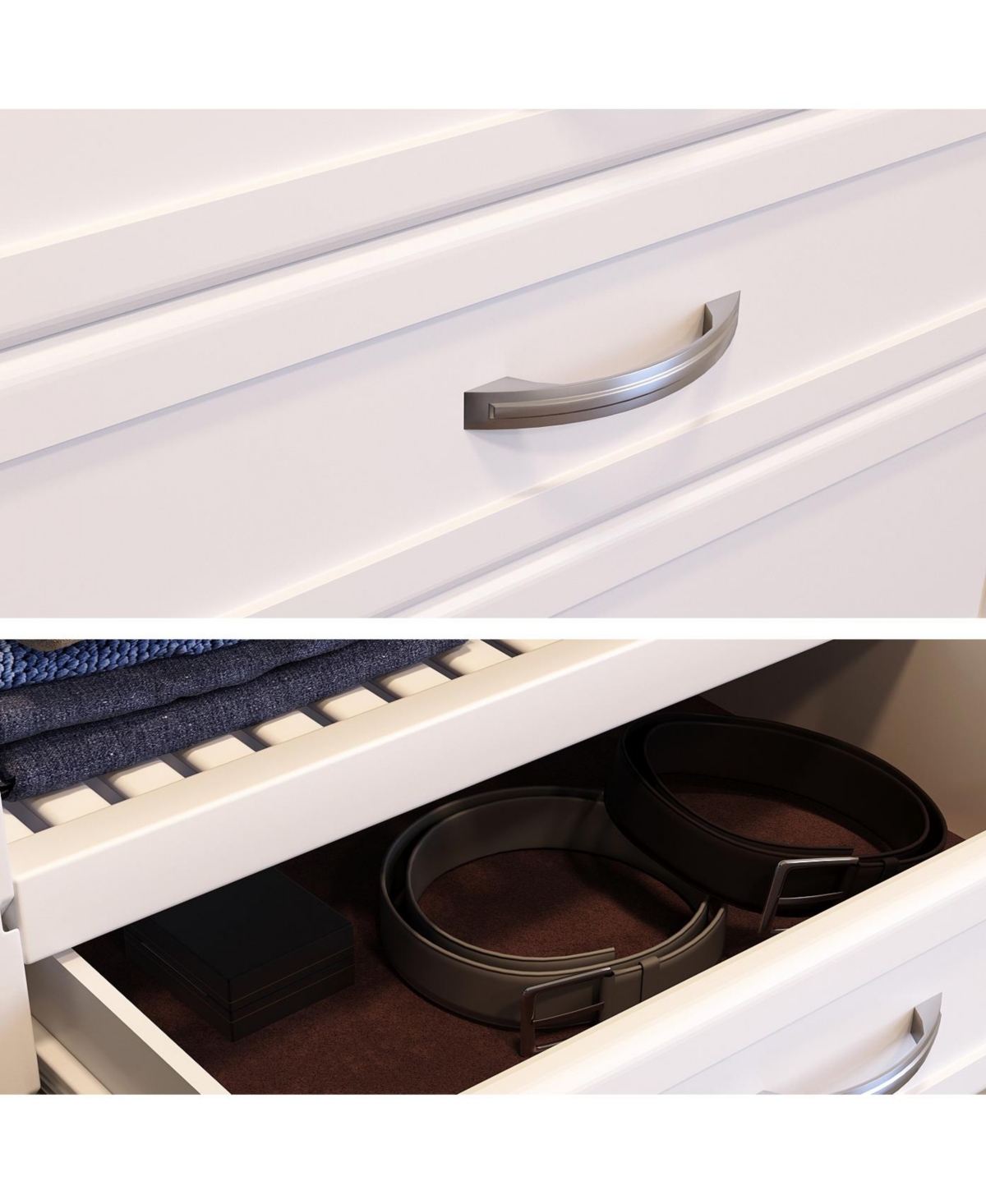 Solid Wood Reach-In Closet Organizer with 5 Shaker Style Drawers and Glass Doors