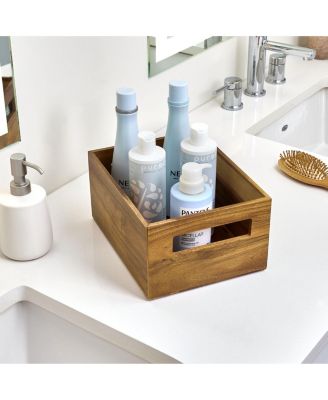 Acacia Wood Pantry Bin with Handles - Set of 2 - Natural