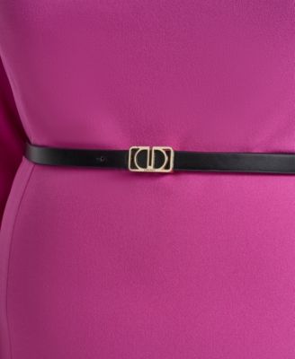 Plus Size 3/4-Sleeve Asymmetrical Neck Sheath Dress