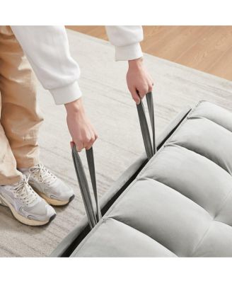 Convertible Velvet Loveseat Sleeper Sofa, 3-in-1 Pull Out Couch Bed with Adjustable Backrest, Toss Pillows & Pockets for Apartment