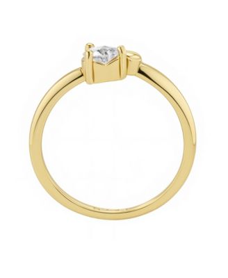 Cubic Zirconia Gold Plated Heart Bypass Ring