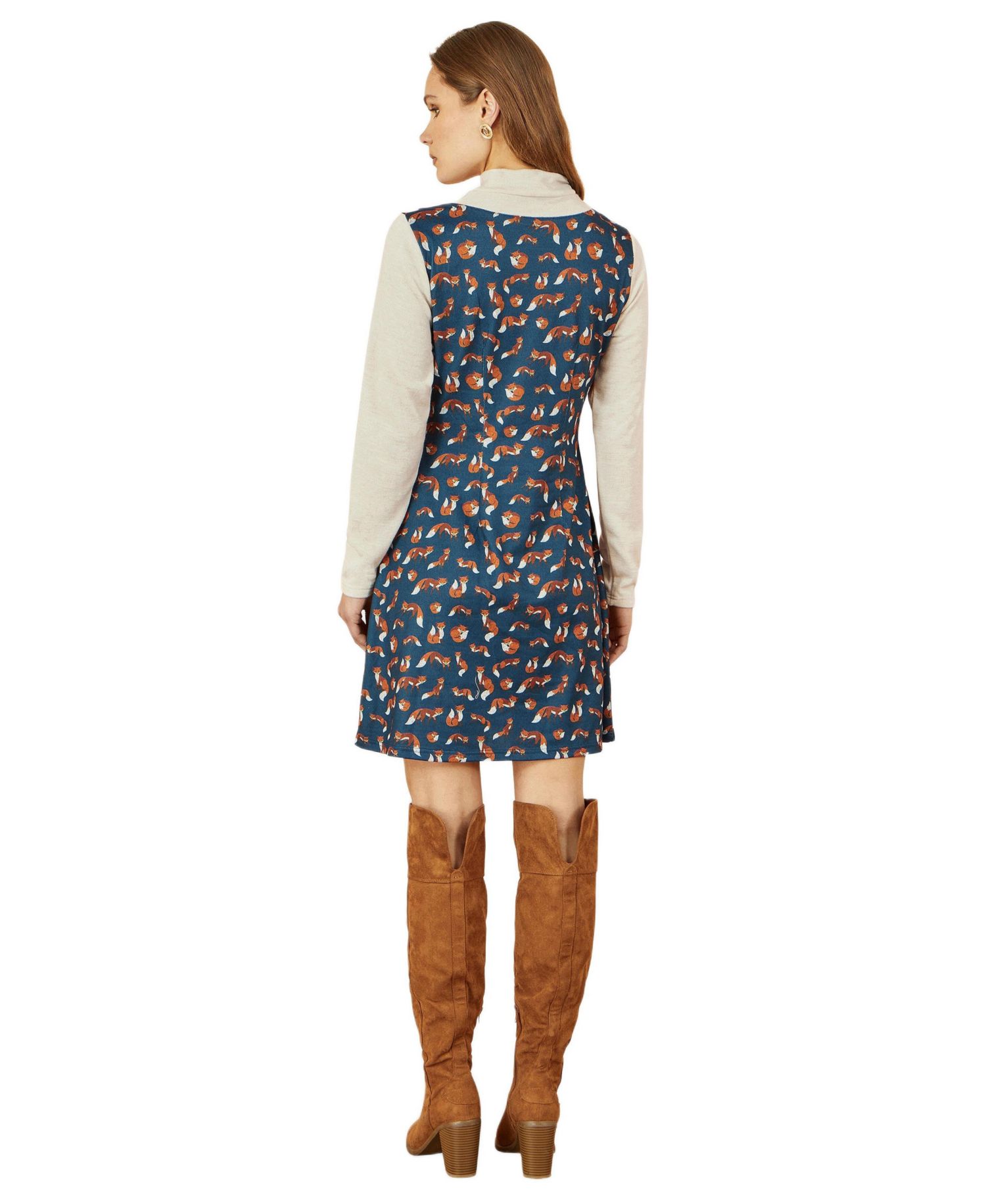 Women's Fox Long Sleeve Layered Tunic Dress